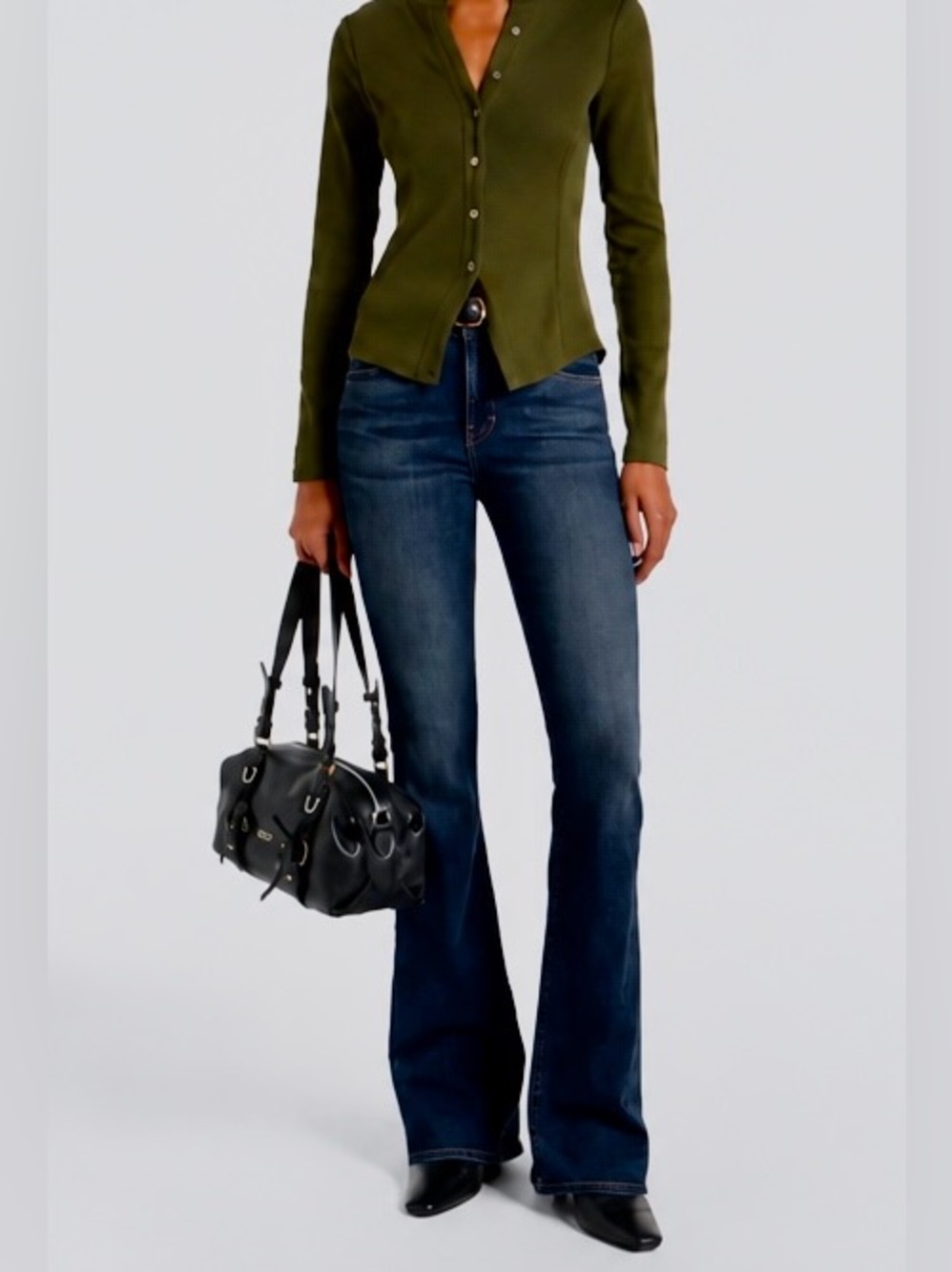 Veronica Beard Beverly Mid-Rise Flared Blue Jeans